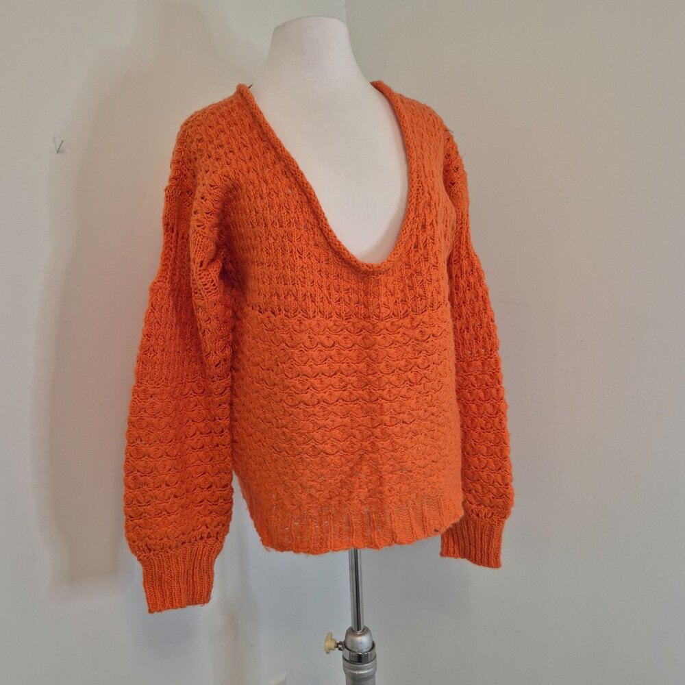 Free People Orange Boho Crochet/Knit (M)
